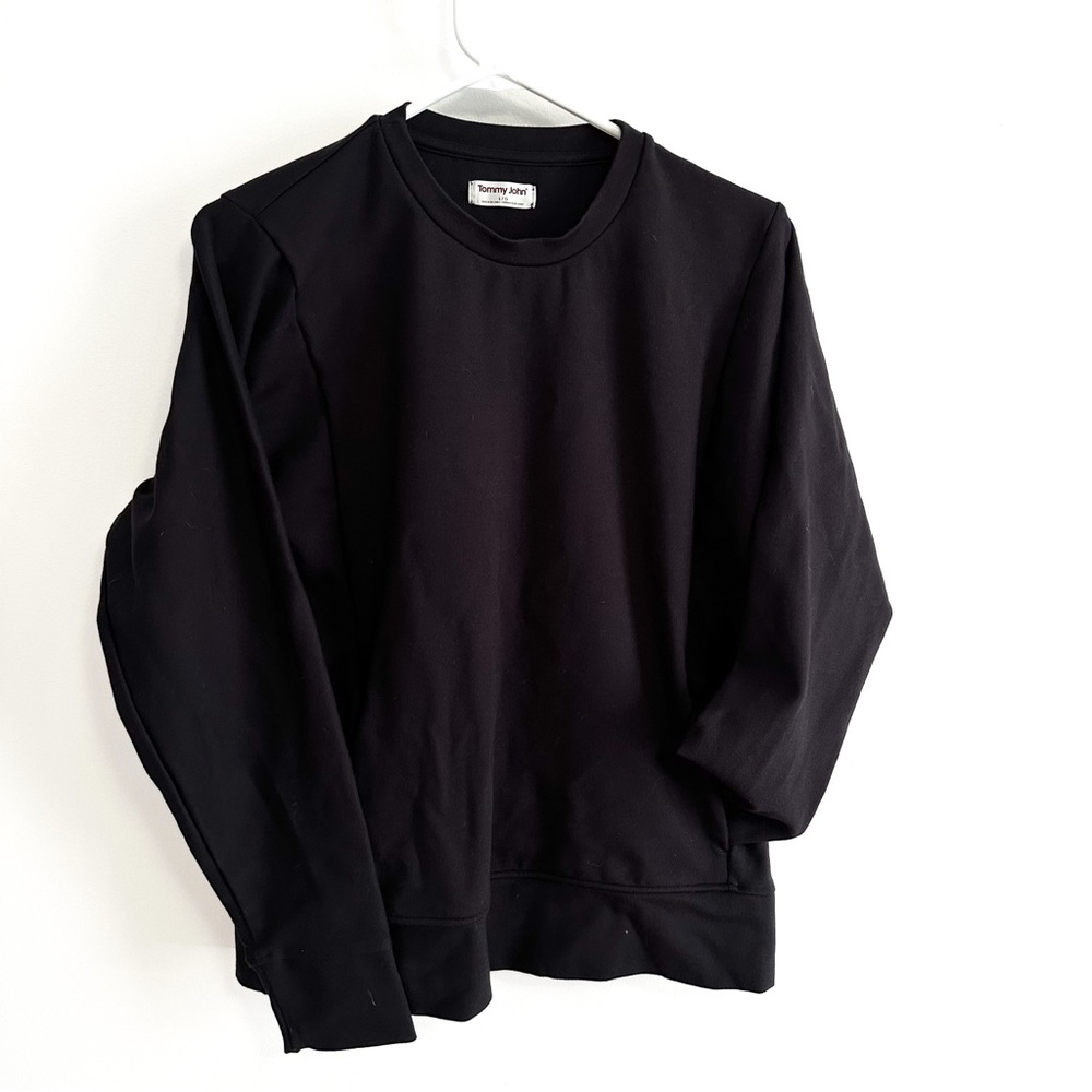 Tommy John Ponte Rayon Black pullover Sweatshirt with front pockets